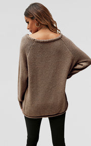 FS COLLECTION Strickpullover Bequemes Pulloveroberteil Pullover-Top – Strickwaren (Einheitsgröße: UK 8–14 / EU 36–44, 6 Farben : Dunkelbeige, Beige, Hellblau, Magenta, Marineblau und Rosa) 60 % Acryl, 40 % Polyester