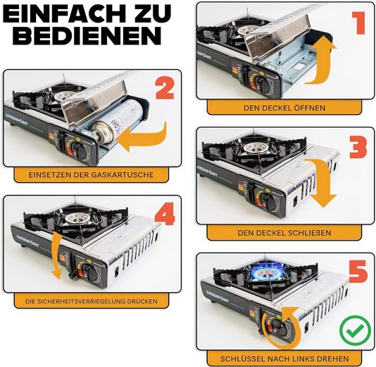 Greenpoint Gaskocher(Edelstahl) + 8 Gaskartuschen
