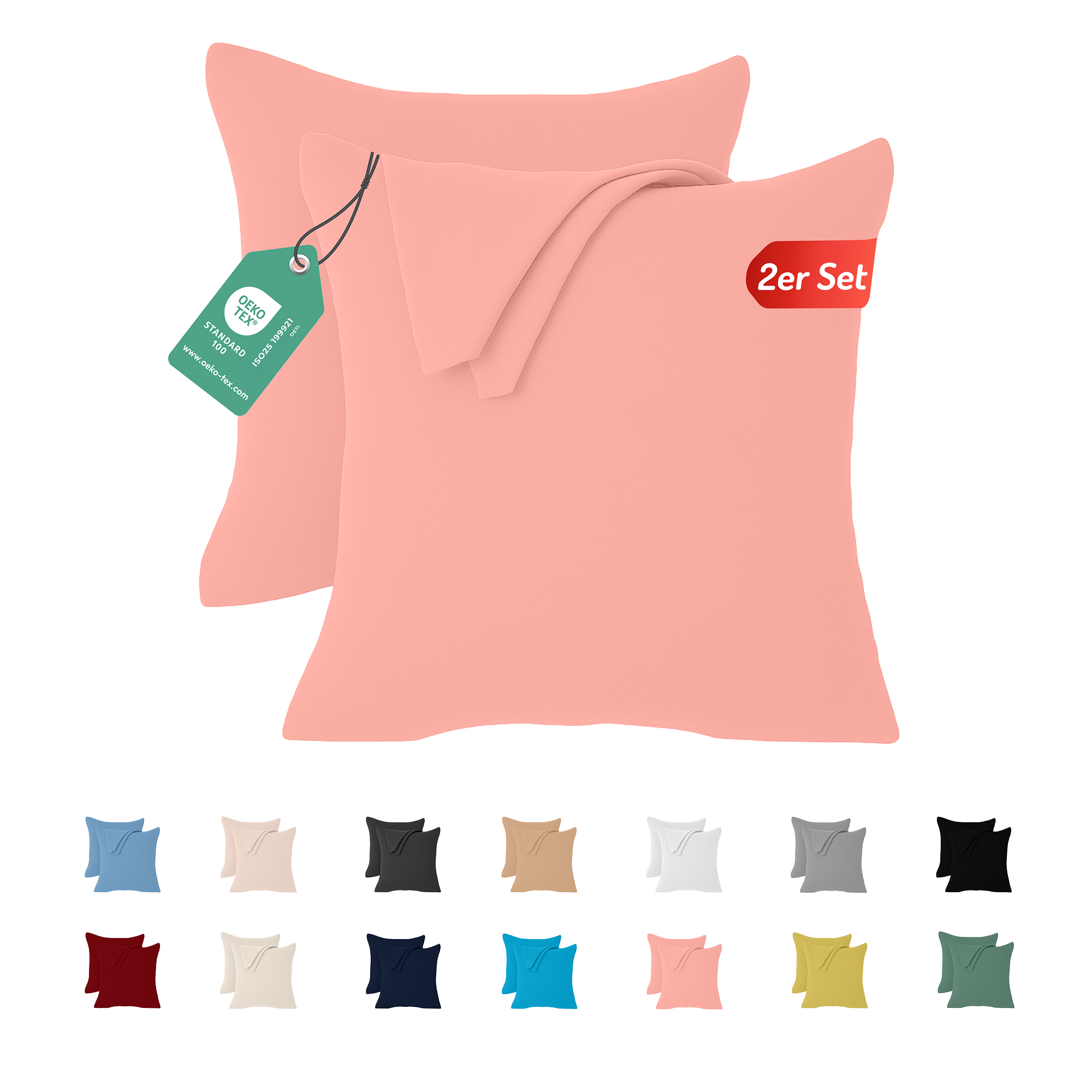 Livessa Rosa Kissenbezug (2er Set)