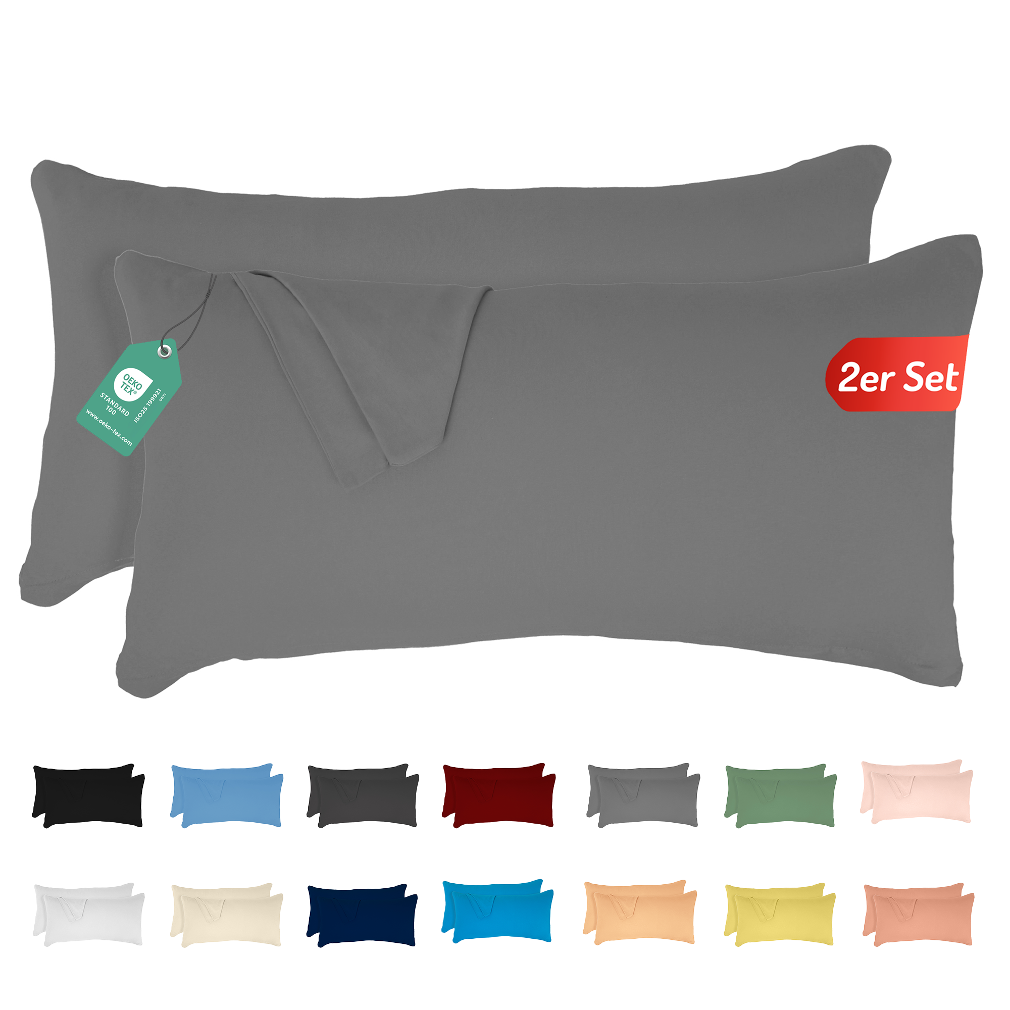 Livessa Grau Kissenbezug (2er Set)