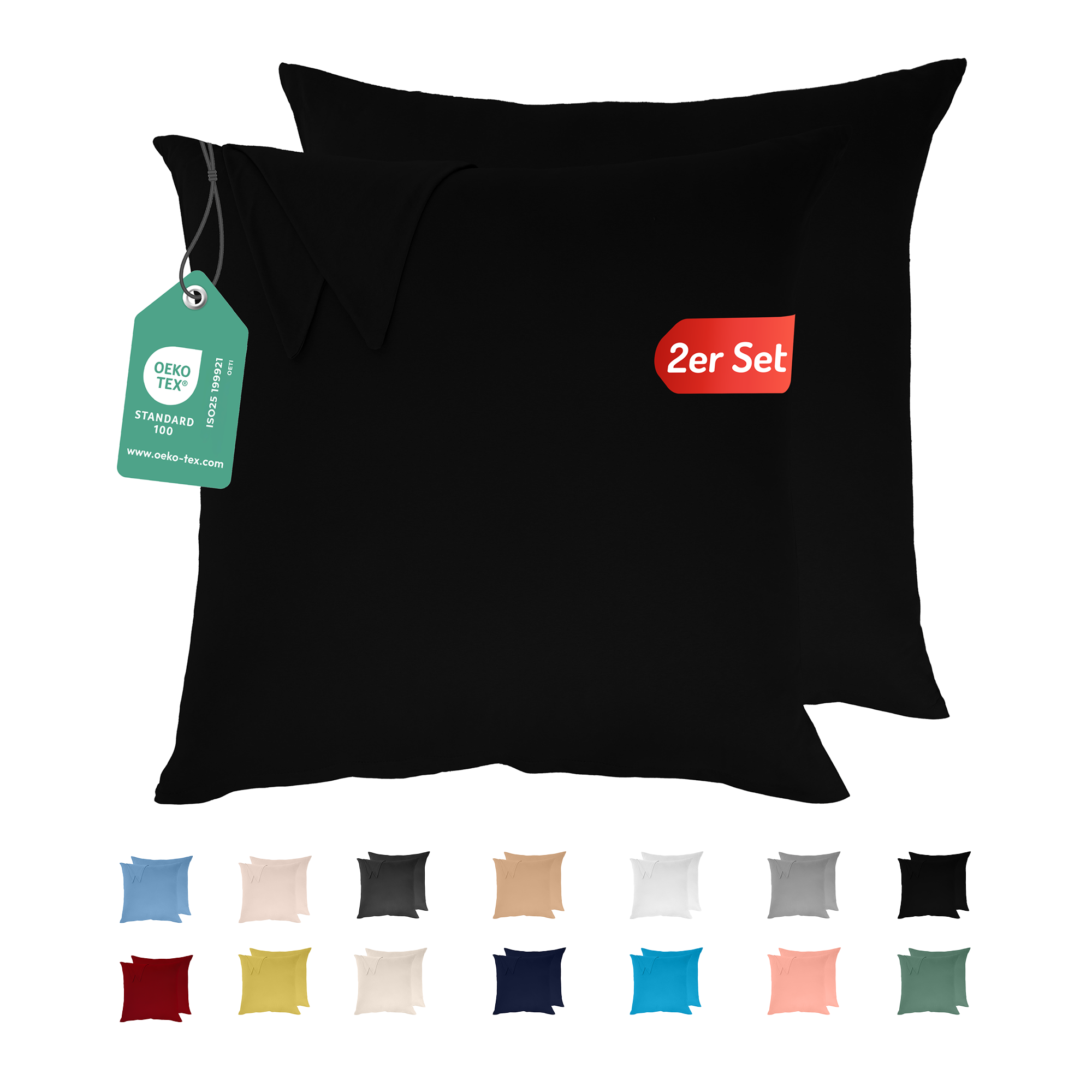 Livessa Schwarz Kissenbezug (2er Set)