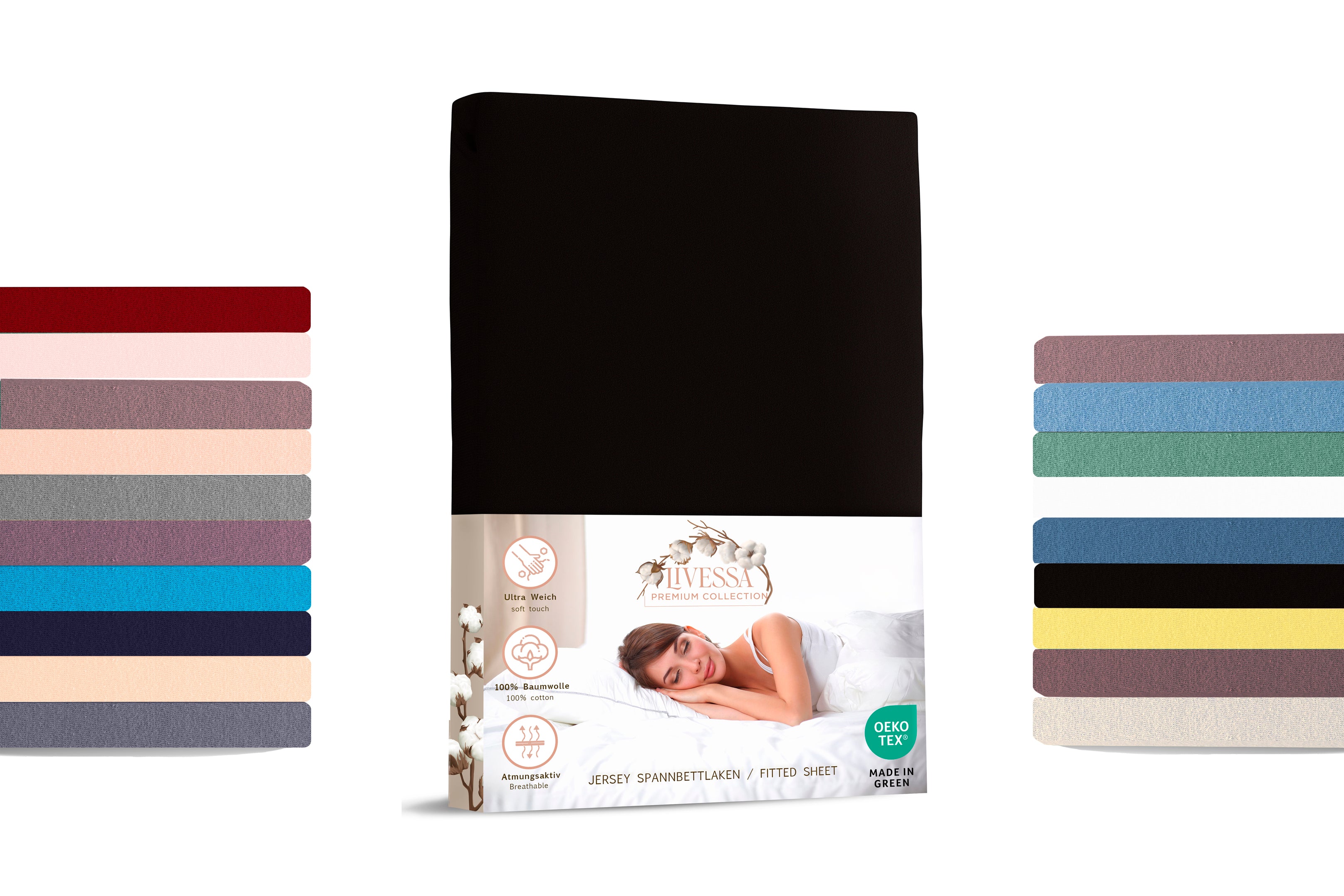 Livessa Schwarz Spannbettlaken