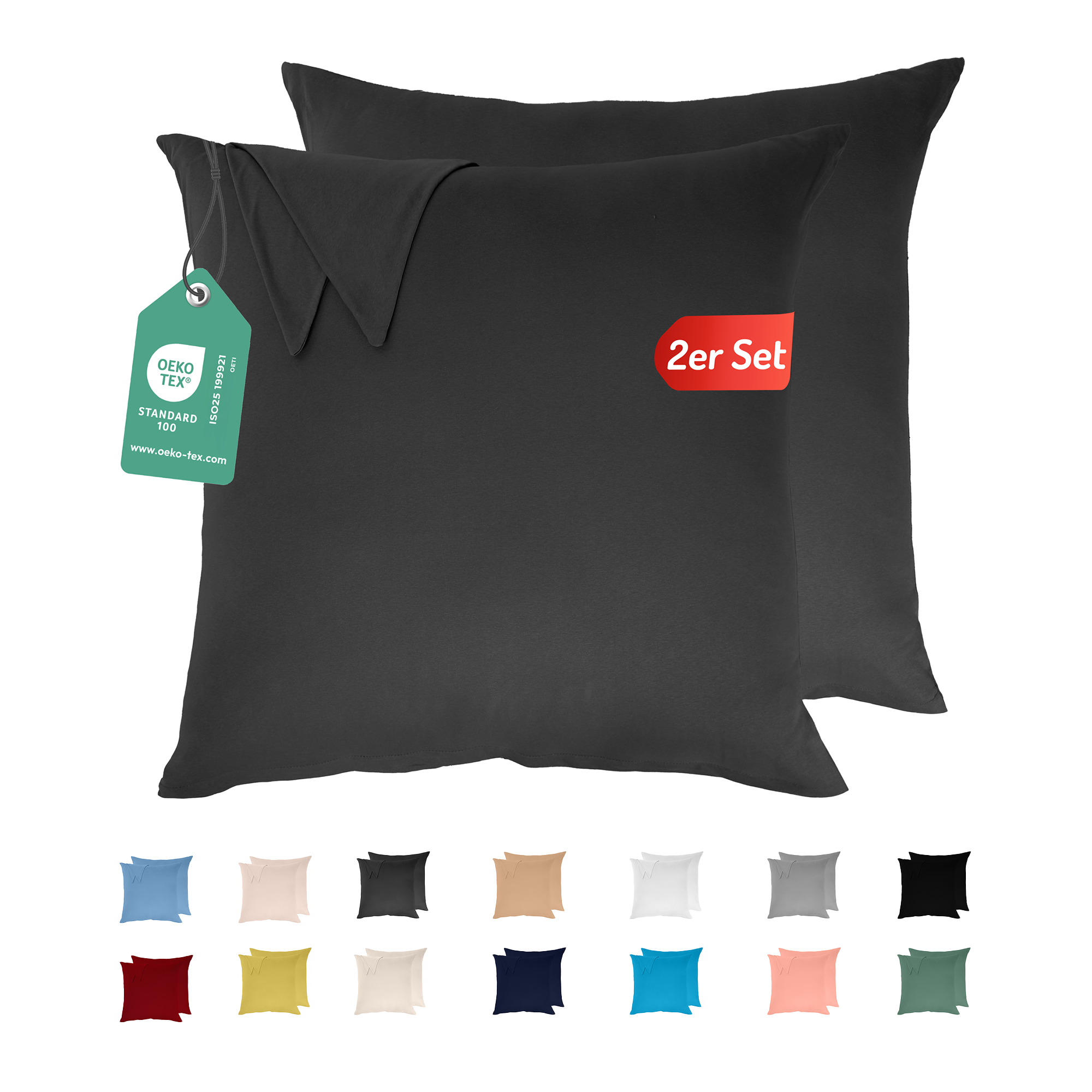 Livessa Anthrazit Kissenbezug (2er Set)