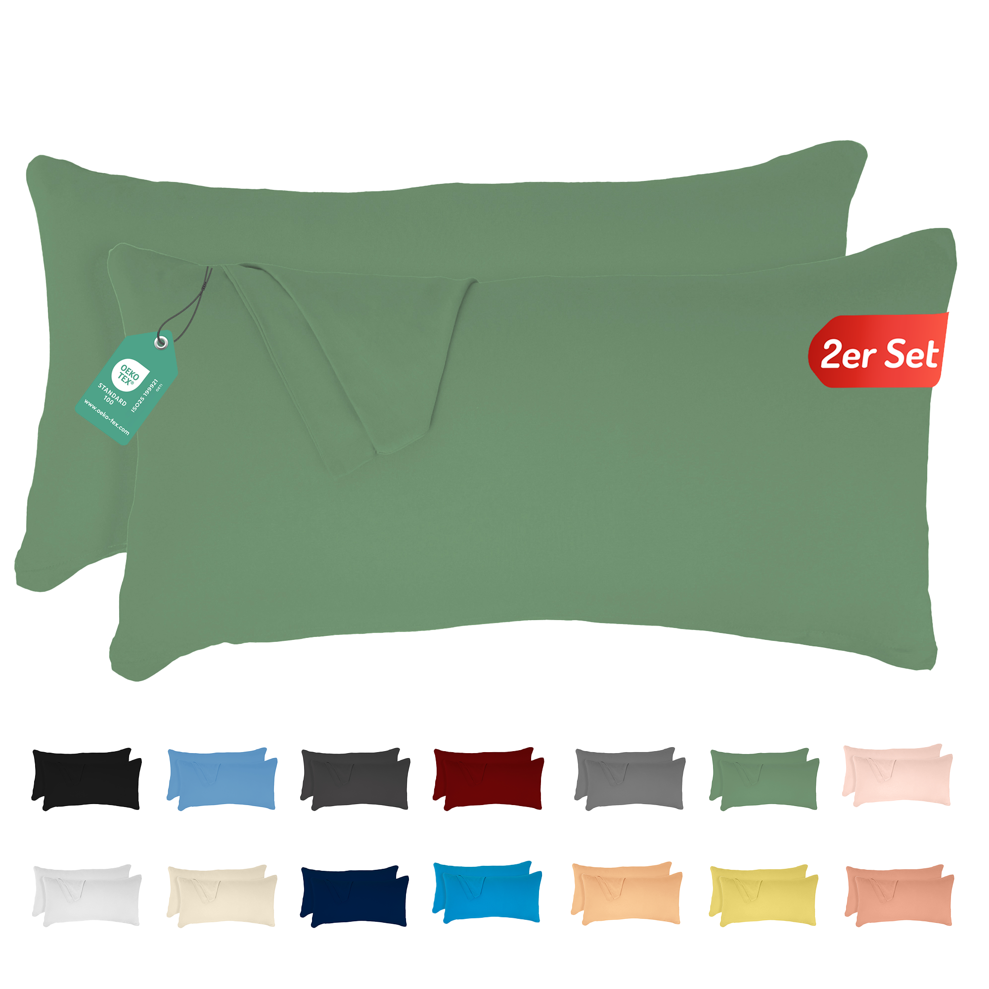 Livessa Lichtgrün Kissenbezug (2er Set)