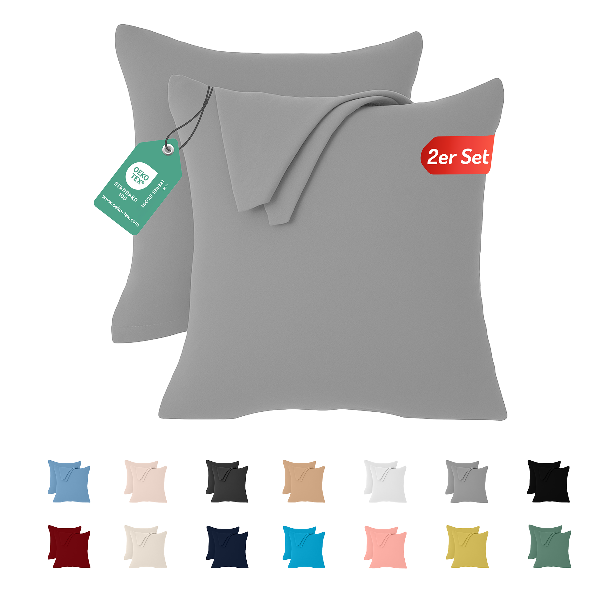 Livessa Grau Kissenbezug (2er Set)