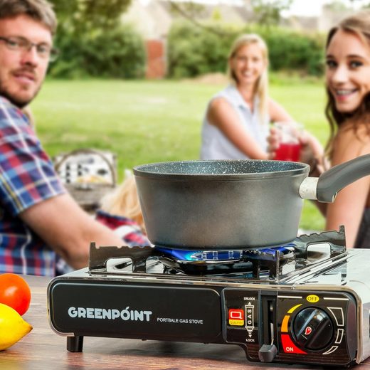 Greenpoint Gaskocher (Edelstahl) + 16 Kartuschen