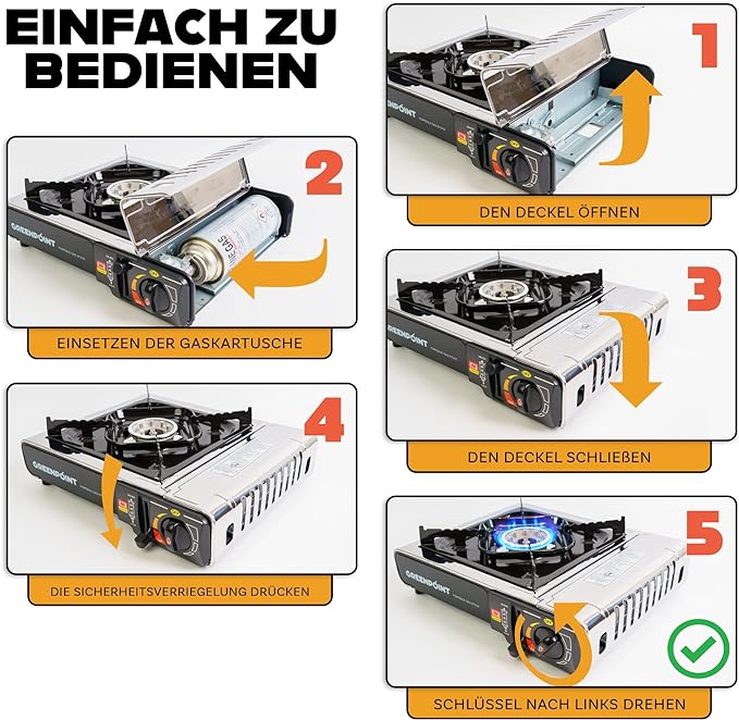 Greenpoint Gaskocher (Edelstahl) + 4 Kartuschen-Greenpoint-Livessa
