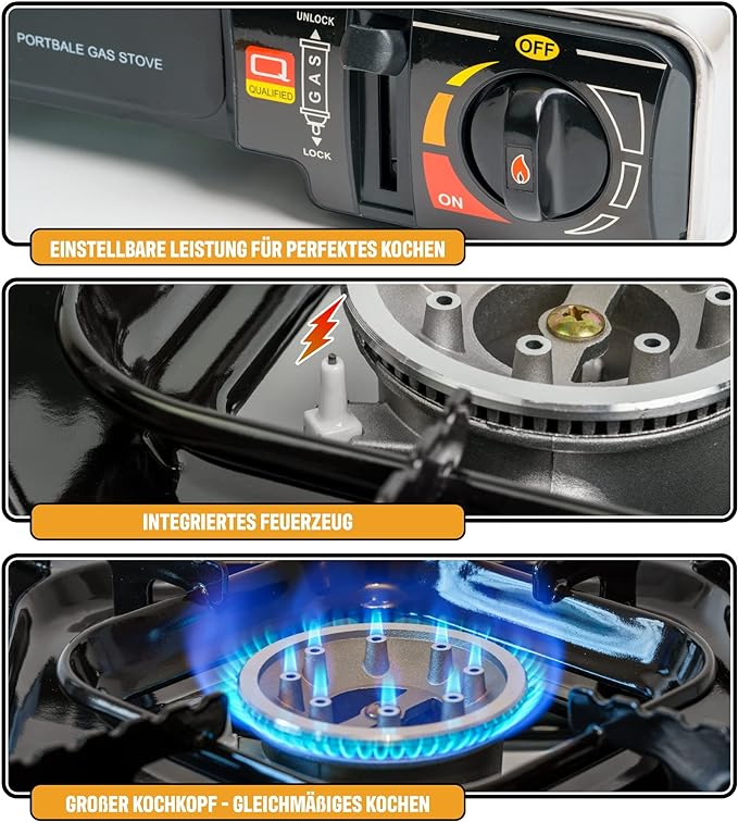 Greenpoint Gaskocher (Edelstahl) + 4 Kartuschen-Greenpoint-Livessa