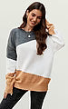 Strickpullover Damen Strickpullover in Blockfarben – Einheitsgröße, Langarm - Onesize (DE 36–44 / UK 8–16, 52% Acryl, 28% Polyamid und 20% Polyester) Marine/Grau/Weiß - Rosa/Grau/Weiß - Grau/Weiß/Camel - Blau/Weiß/Grau