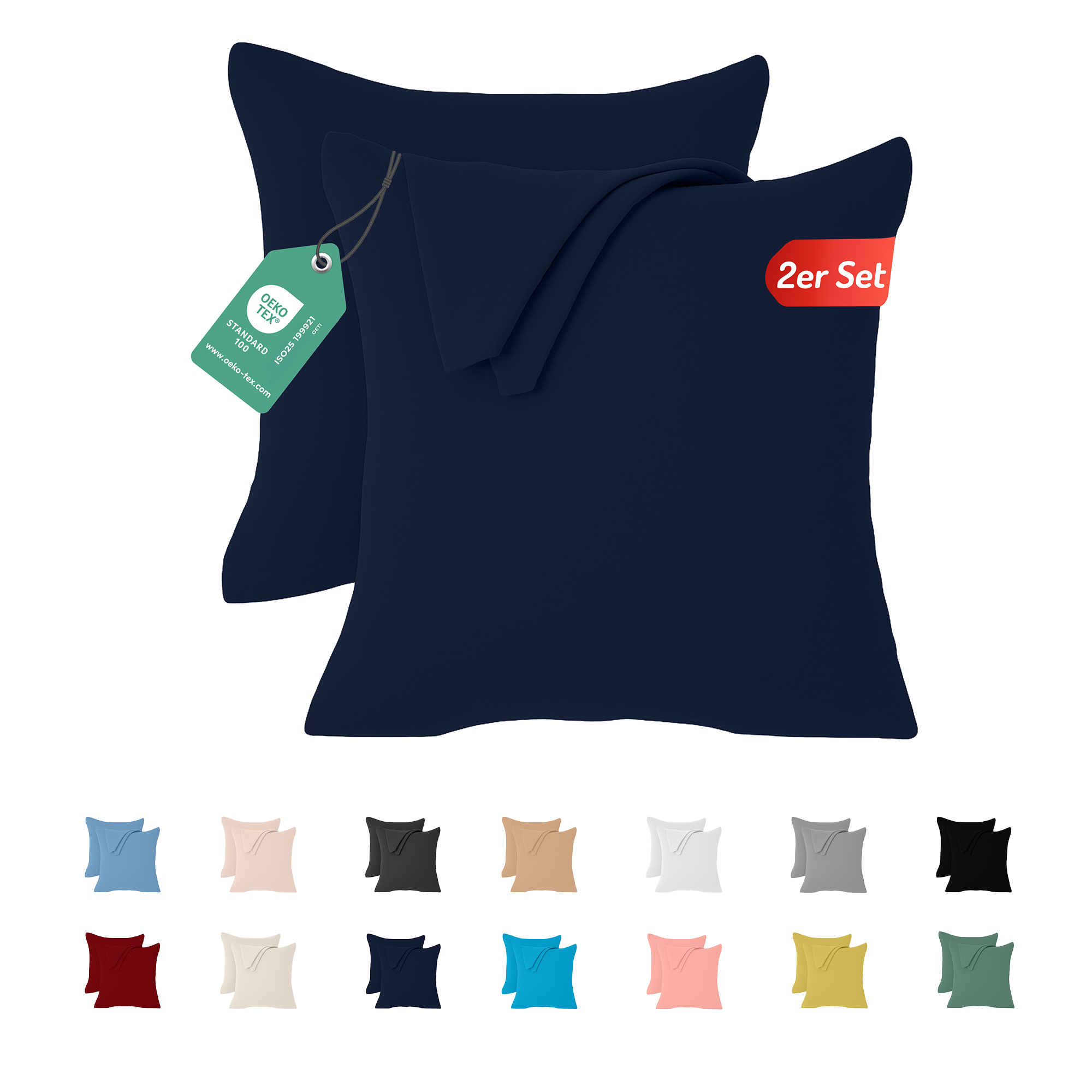 Livessa Dunkelblau Kissenbezug (2er Set)