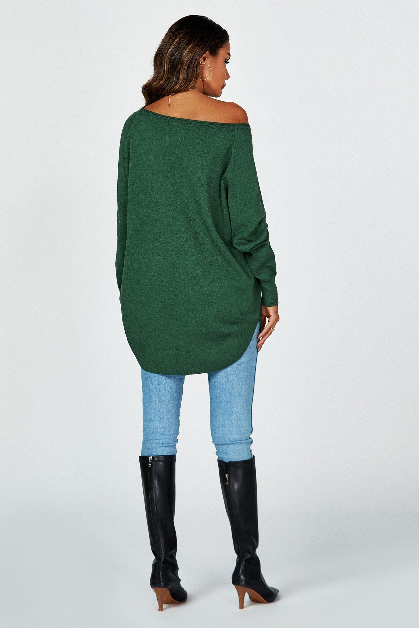 Longpullover Damen Longpullover Oversize Strickpullover für Herbst/Winter, Onesize (Einheitsgröße: UK 8–16 / EU 36–44, 4 Farben : Schwarz, Creme,Hellgrau und Dunkelgrün) 50 % Polyacryl, 30 % Polyamid, 20 % Polyester