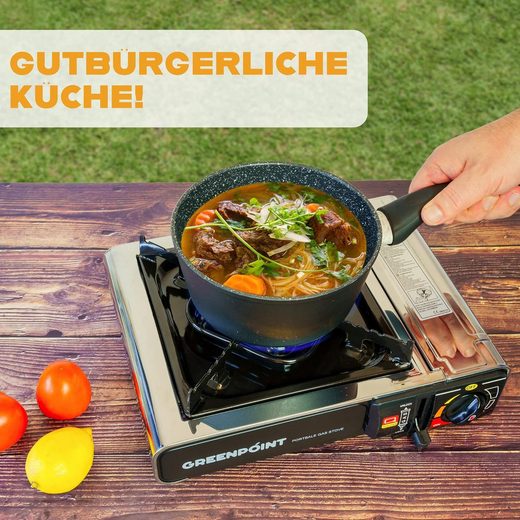 Greenpoint Gaskocher(Edelstahl) + 8 Gaskartuschen