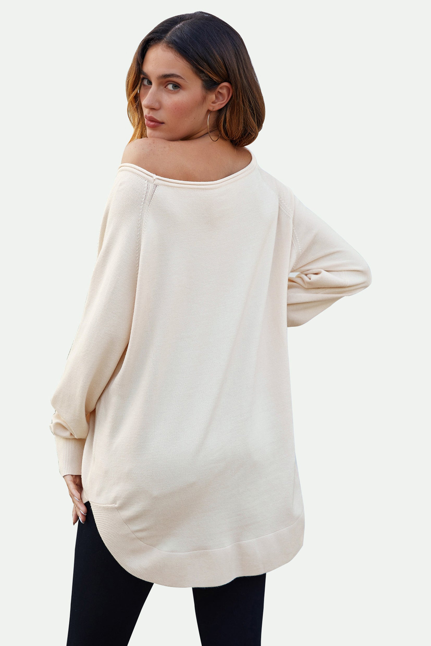 Longpullover Damen Longpullover Oversize Strickpullover für Herbst/Winter, Onesize (Einheitsgröße: UK 8–16 / EU 36–44, 4 Farben : Schwarz, Creme,Hellgrau und Dunkelgrün) 50 % Polyacryl, 30 % Polyamid, 20 % Polyester
