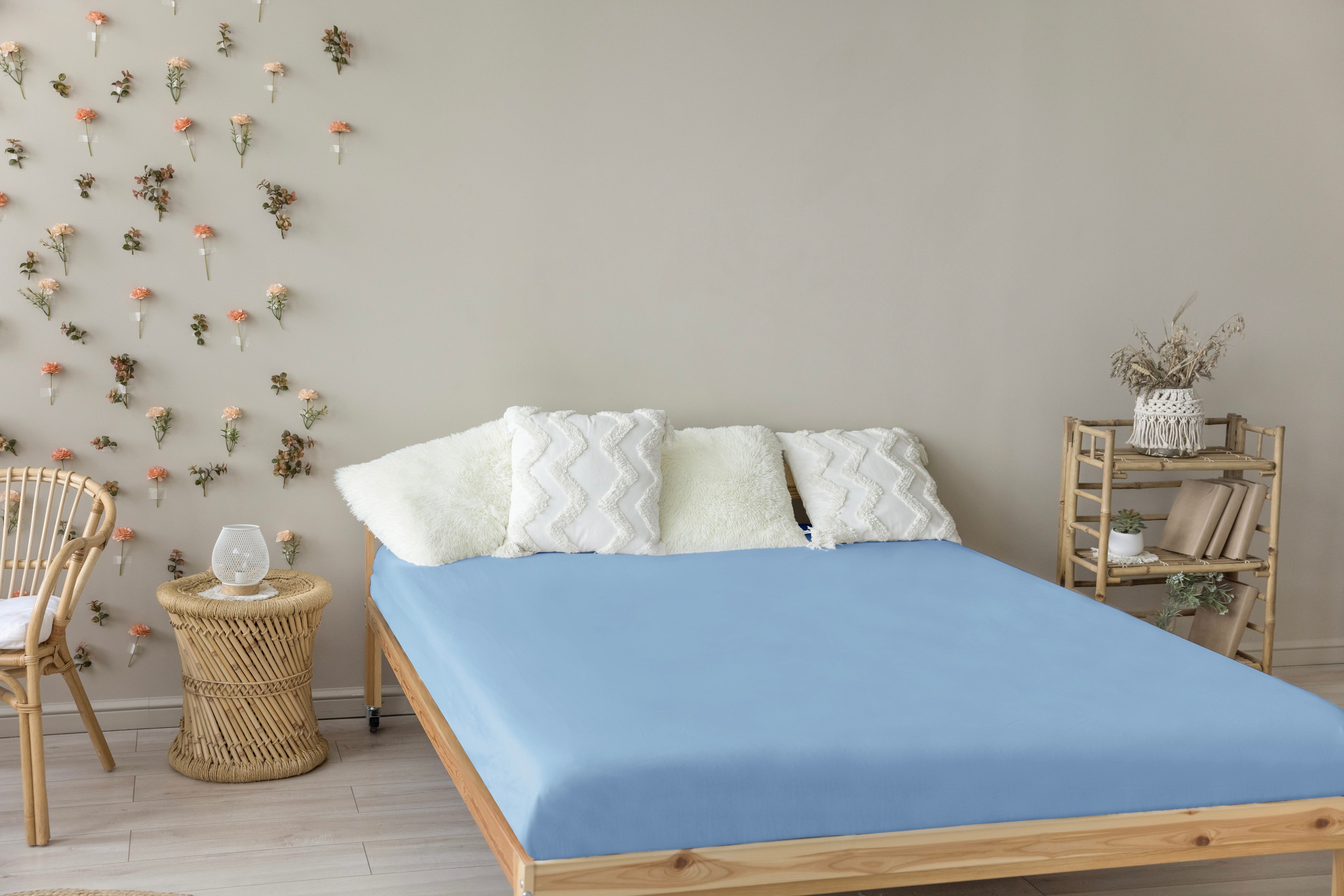 Livessa Eisblau Spannbettlaken-Livessa-Livessa