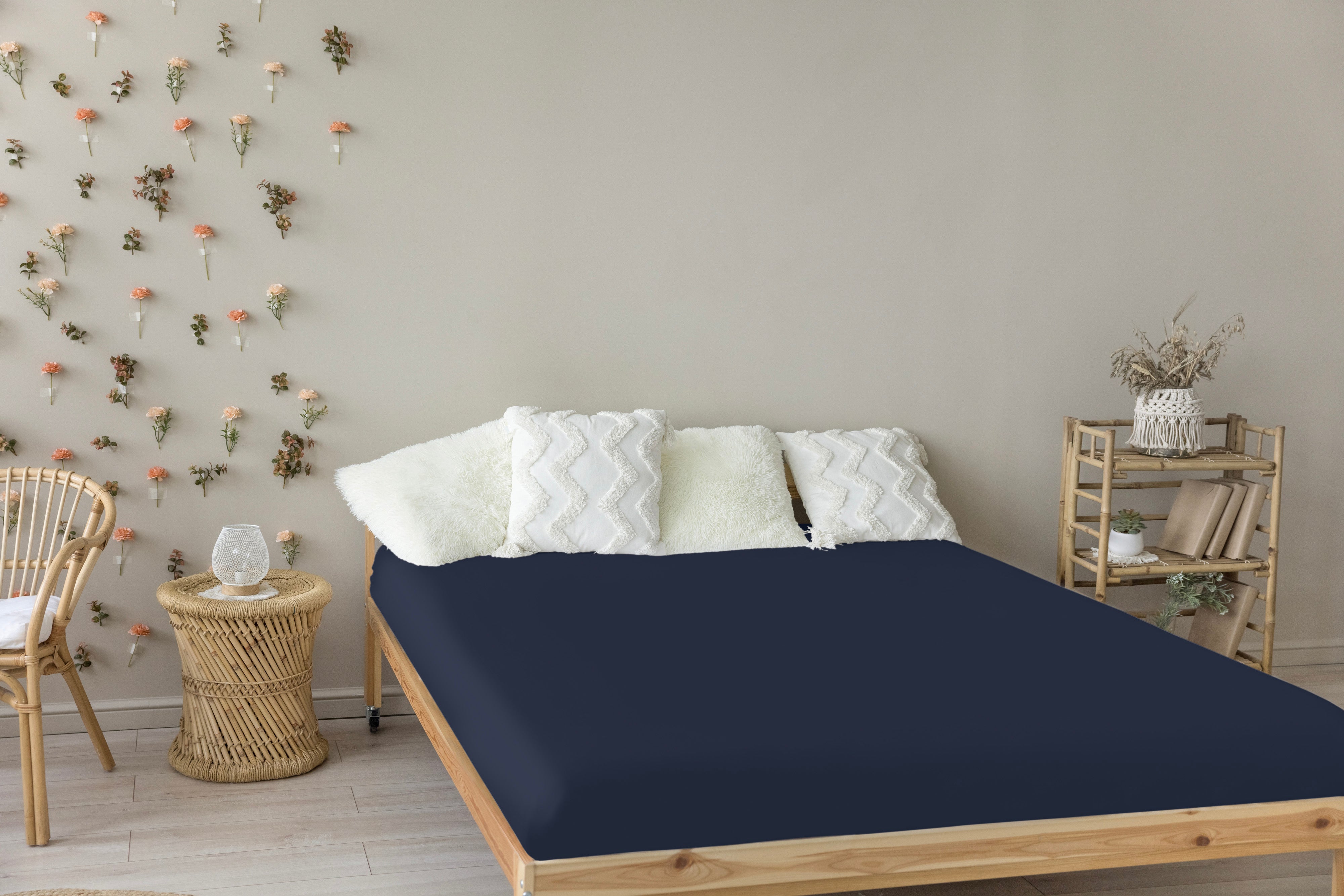 Livessa Dunkelblau Spannbettlaken-Livessa-Livessa