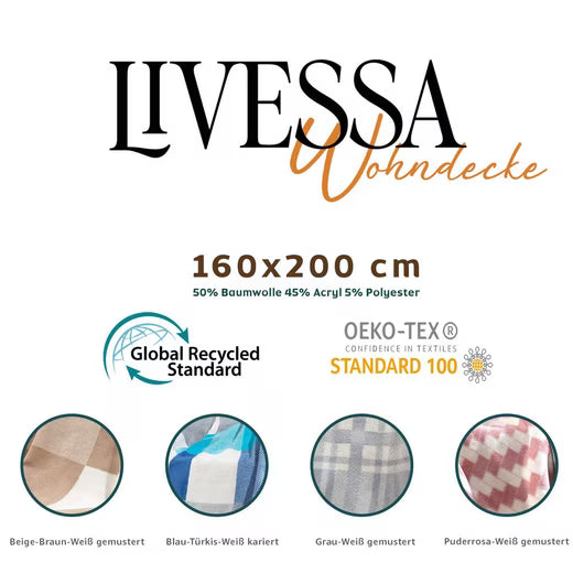 Livessa Wohndecke Wohndecke - 4 Jahreszeiten -160x200 cm / Sofadecke / Schlafdecke