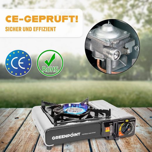 Greenpoint Gaskocher(Edelstahl) + 8 Gaskartuschen