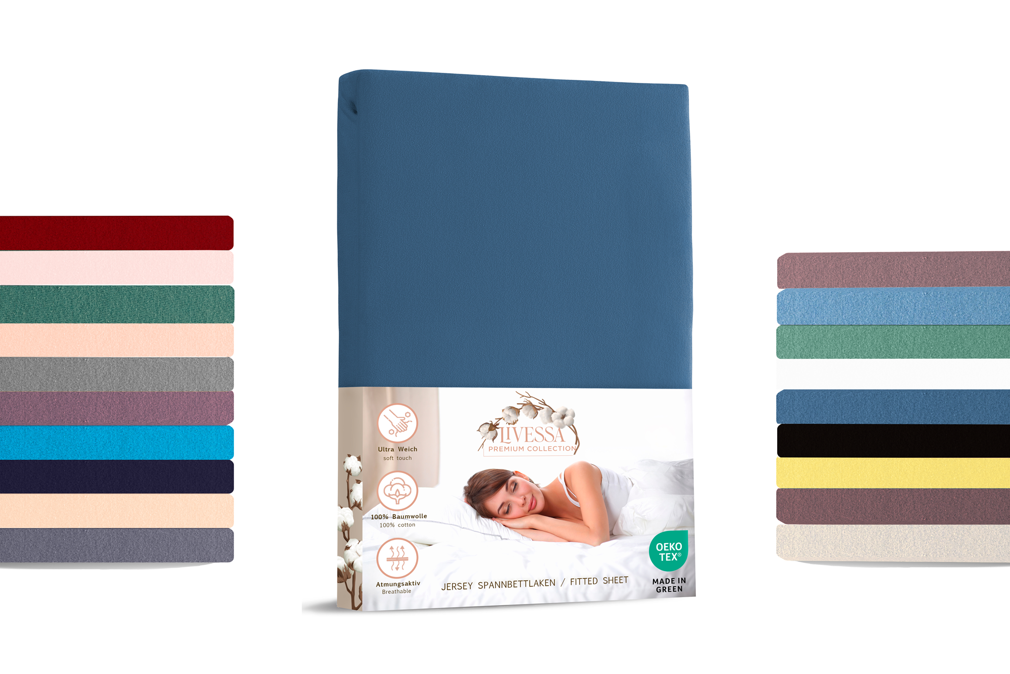 Livessa Pazifikblau Spannbettlaken