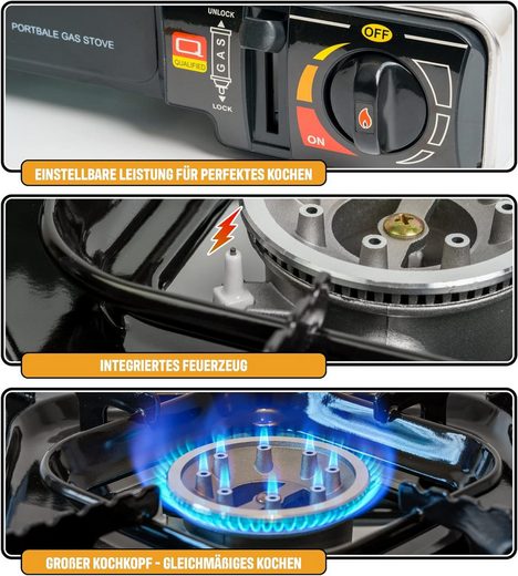 Greenpoint Gaskocher(Edelstahl) + 8 Gaskartuschen