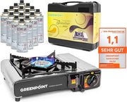 Greenpoint Gaskocher (Edelstahl) + 16 Kartuschen